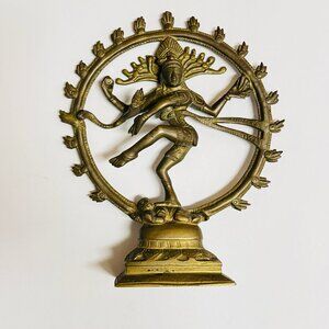 VTG 8.5"  Indian Brass Shiva Nataraja Statue Tall Beautiful Patina Large Heavy